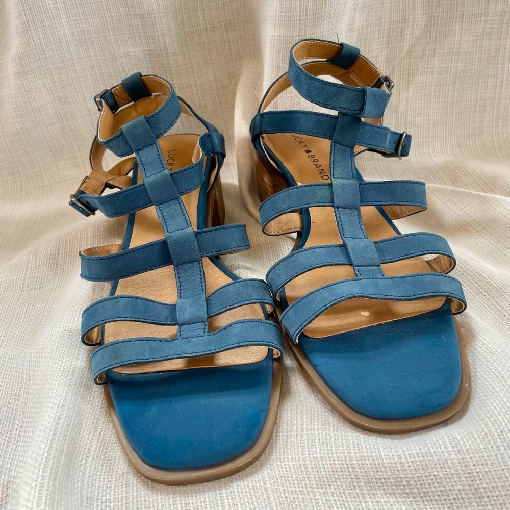 Lucky Brand CLOSET CLEANOUT Blue Leather Sandals-size 8